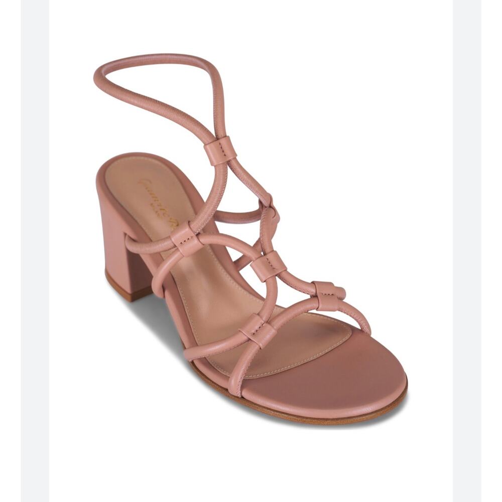 Gianvito Rossi Cage 60 Leather Sandals in Peach 40